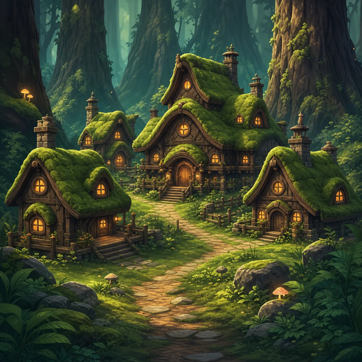 Moss Village in Ancient Forest